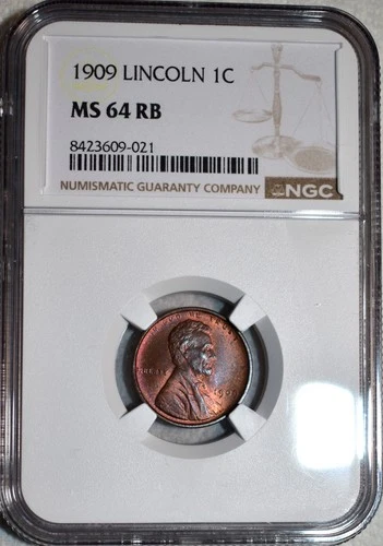 NGC MS-64 RB 1909-P Lincoln Cent, Attractively Toned, Red-Brown specimen.