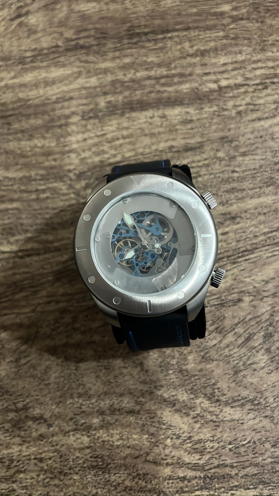 Stargate Automatic Skeleton Watch Blue Movement 4… - image 1