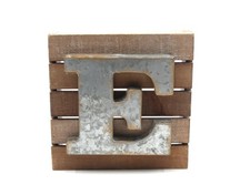 8" Square Rustic Letter   E   House Wall Decor Monogram Art Wedding Initial EUC
