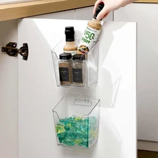 2-Pack Kitchen Cabinet Door Organizer Adhesive, Hanging Storage Bins, Stick o...