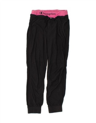 CHAMPION Womens Graphic Tracksuit Trousers Joggers UK 10 Small Black BU09