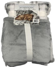 Doggy Decor Waterproof Pet Throw Blanket 60" x 70" Gray/White Plaid Soft Cover