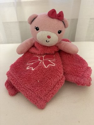 Baby Gear Lovey Bear Hot Fuchsia Pink White Soft Plush Security Blanket Plush