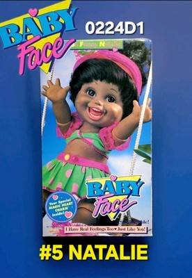 #5 SO FUNNY NATALIE   BABY FACE DOLL Galoob  African American AA BLACK Box