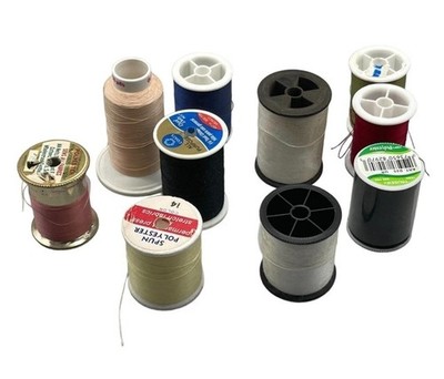 10 spools of polyester thread  varying colors red blue and sizes READ see photos