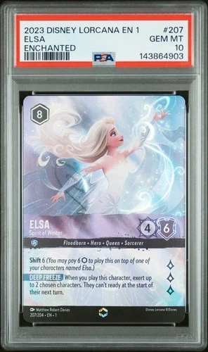 2023 DISNEY LORCANA EN 1-THE FIRST CHAPTER #207 ELSA - SPIRIT OF WINTER PSA 10