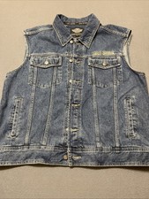Chaleco vaquero Harley Davidson parche bordado azul para hombre talla XL