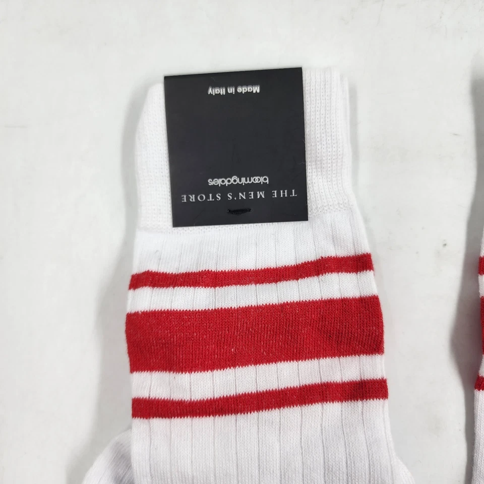 Meias tubulares listradas masculinas The Men's Store at Bloomingdale's vermelho/branco - 2 pares~ - Imagem 2 de 4
