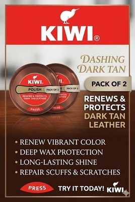 Kiwi Paste Shoe Polish - Dark Tan 40g  (Pack Of 2) Renews and Protects Leather