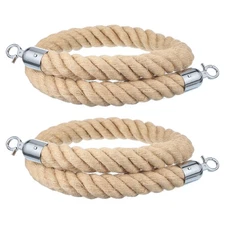 2Pcs 3ft x 1.5 Inch Crowd Control Jute Stanchion Rope with Snap Hooks