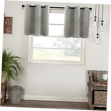 Kitchen Blackout Tier Curtains, Short Cafe 34"W x 24"L Pack of 2 Grey
