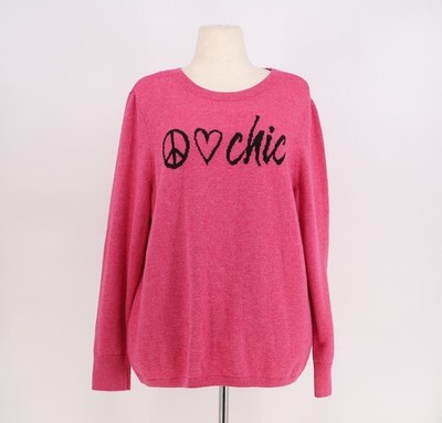 CHICO'S Peace Love Chic Pink Crewneck Long Sleeve Sweater Size 3/XL
