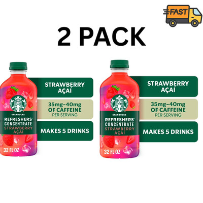 Starbucks Refreshers Strawberry Acai Concentrate Drink 32 fl oz Pack of 2