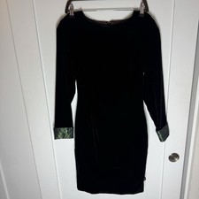 Vintage Jessica McClintock Gunne Sax Belt Velour Dress Black Sz 8