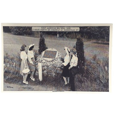 #ad Postcard North of Burkeville KY First American Oil Well 1829 Young Ladies $11.99