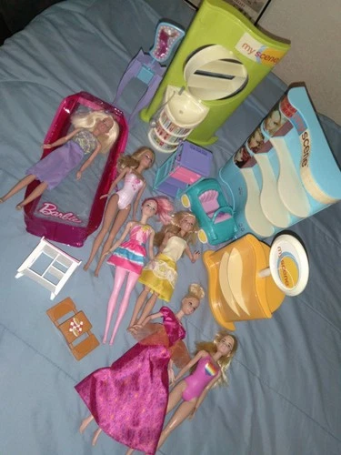 HUGE Lot 6Dolls Mattel Barbie Vintage My Scene Furniture Lot Play Diorama OOK NR