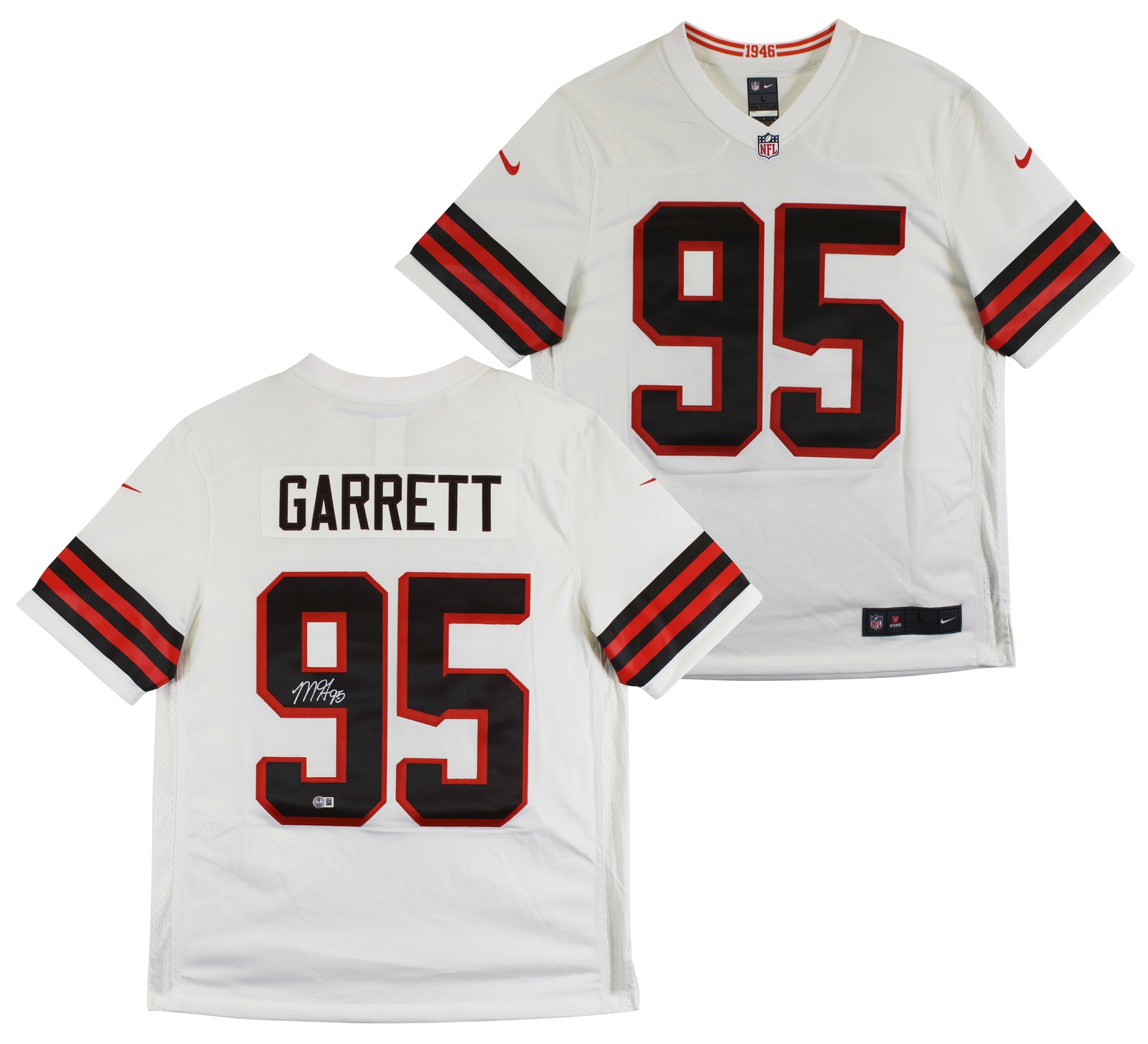 Myles Garrett Autographed Signed Cleveland Browns Browns Authentic White Nike Limited Jersey BAS Witnessed 