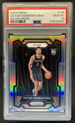 2023-24 Panini Prizm Victor Wembanyama RC Prizm Silver Rookie #136 Spurs PSA 10 - Picture 1 of 2