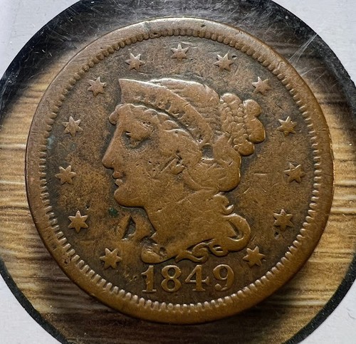 1849 Braided Hair Large Cent - Actual Coin Shown - Free Shipping Tracking INV102