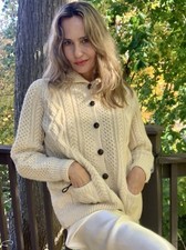 1070s Pure Irish Wool Cardigan - Vintage Pure Wool Cardigan - M - L