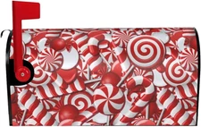 Christmas Swirl Candy Mailbox Covers Magnetic Standard Size Mailbox Wraps Letter