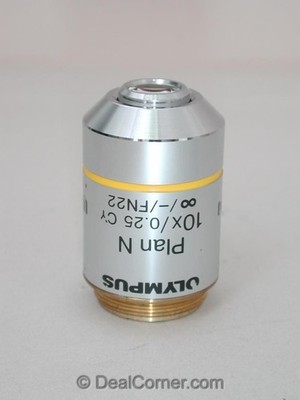 Olympus Microscope Objective Plan N 10x 0.25 CY Nice w/perfect optics