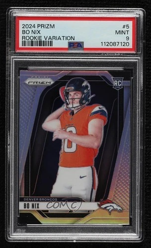 2024 Panini Prizm Rookie Variations Silver Prizm Bo Nix #5 PSA 9 MINT RC