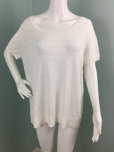 Suéter ligero Entier Ivory Pointelle clásico para mujer talla XL nuevo con etiquetas - Imagen 2 de 10