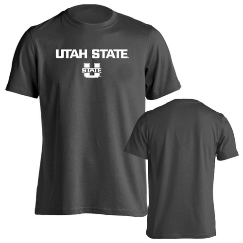 Utah State University Aggies Arched Text With Logo Short Sleeve Tee T-Shirt - Picture 11 of 15