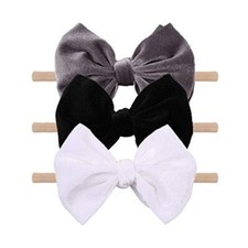 Velvet Baby Bows Nylon Headbands Handmade Baby Girl Bows 4.5 black-velvet