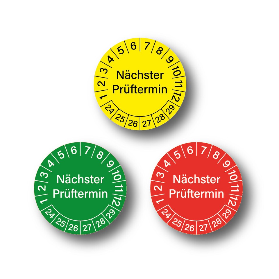 UVV Plakette nächster Prüftermin Prüfplaketten Aufkleber BGV D27