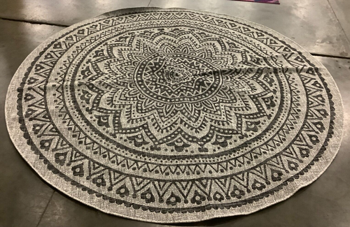 GREY / BLACK 9' X 9' Round Flaw in Rug, Reduced Price 1172664155 CY8734-37612-9R