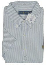 NEW Polo Ralph Lauren Oxford Shirt  Heavier Weight  Short Sleeved Blue/White