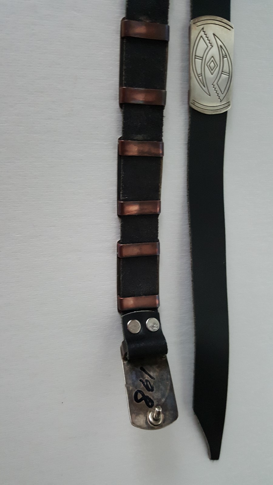 MINT: ARTISAN STERLING SILVER AND LEATHER NATIVE AMERICA CONCHA BELT, MINT image 5