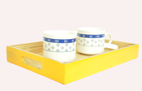 Handmade Lacquer Bamboo Rectangular Tray Serving Decorative Tray Hi Gloss yellow - Picture 24 of 37