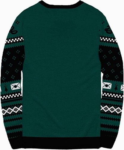 Adult Unisex Harry Potter Movie Slytherin Logo Ugly Christmas Sweater - Picture 4 of 12