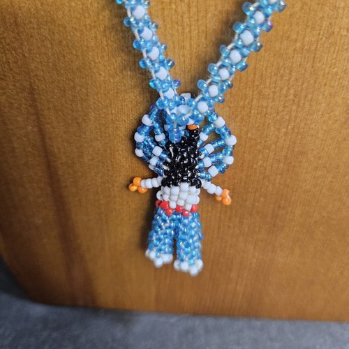 Collana di perline di ispirazione indigena nativi americani capo turchese bianco 24" - Foto 3 di 6