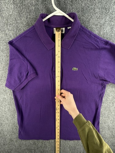 Lacoste Short Sleeve Polo Shirt Croc Logo Cotton Classic Fit Large Preppy Purple - Picture 3 of 13