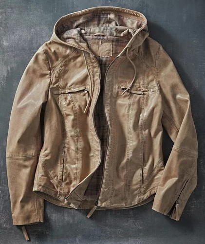 Women's Roadster Leather Hoodie genuine leather