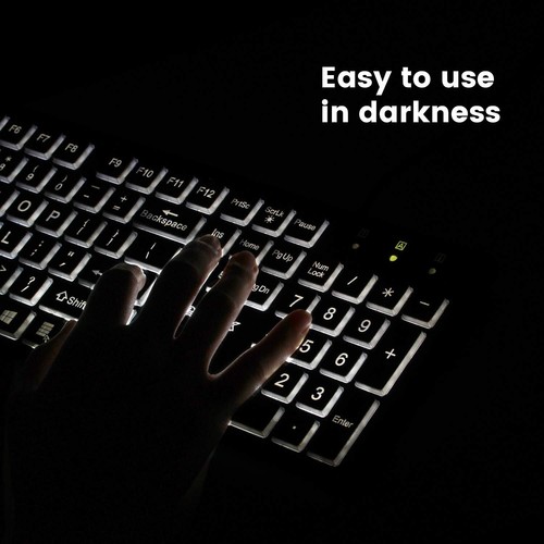 Large Print Letters Computer Keyboard LED Lighted White Backlit Full Size Key - Picture 5 of 6