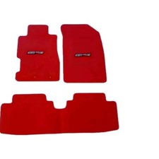 Fit 01-05 Honda Civic Red Nylon Floor Mats Carpet W Emblem -m