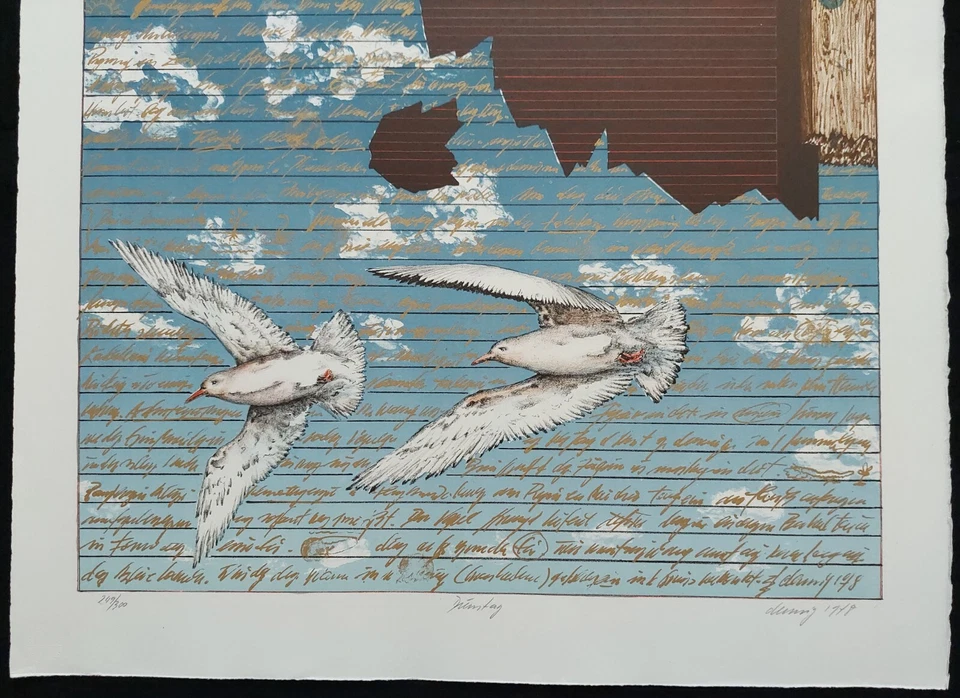 K. H. Denning Grafik Farblithographie Dienstag nummeriert signiert 1978  - Bild 3 von 4