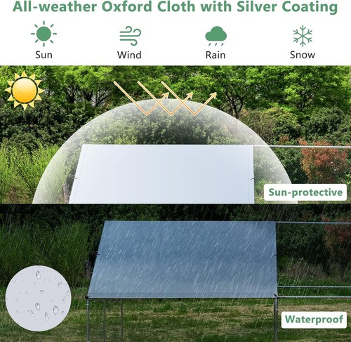 Large Spire-Shaped Chicken Coop – Galvanized Metal, Waterproof Cover 400x300cm - Picture 7 of 11