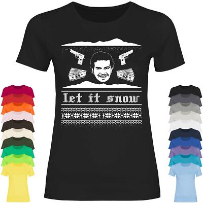 Let It Snow Lustiges Weihnachtsgeschenk Kokain Escobar Koks Damen T-Shirt