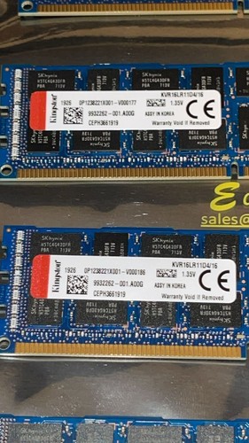 Lot of 4 - KINGSTON KVR16LR11D4/16 16GB 2RX4 PC3L-12800R ECC Server Memory - Picture 2 of 2