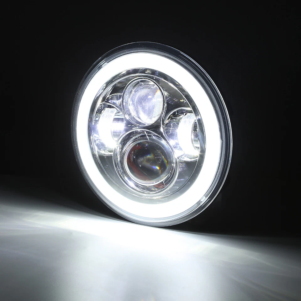 7"inch LED DRL Headlight + Fog Passing Lights Bar For Harley  Touring Road King - Image 4 of 4
