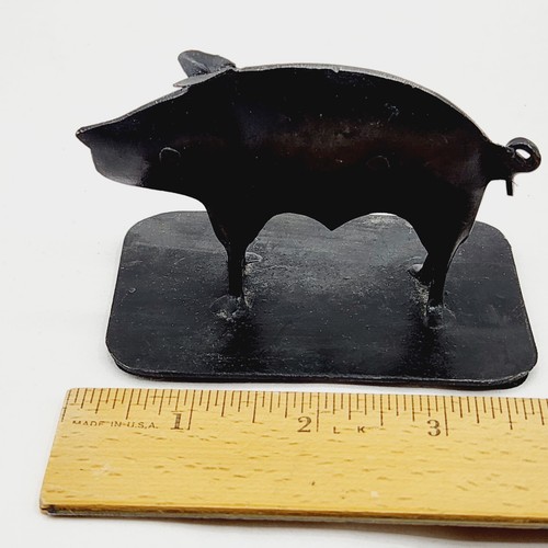 Statue figurine cochon rustique métal oink ferme marché champêtre noir collection - Photo 8/9