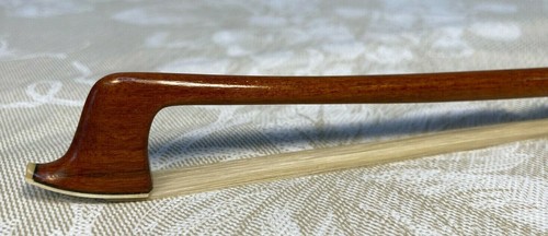 Unique Antique Violin Bow Germany Round Shaft Leather & Wire Winding Ebony Frog - Picture 4 of 12
