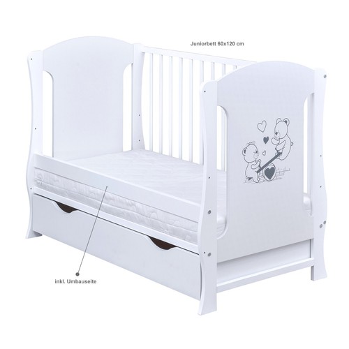 Babyzimmer Nelly weiß 120x60 cm Babybett Wickelkommode Weiss Bettwäsche Komplett - Bild 4 von 64
