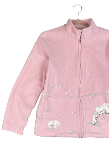 Northern Reflections Fleece Jacket Pink Full Zip Size S Winter Polar Bears Cozy - Picture 2 of 7